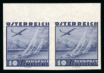 Stamp of Austria » 1st. Republic Austria Österreich 1935 Flugpost Imprimaturstücke UNGEZÄHNT kpl. Satz in ** Paaren