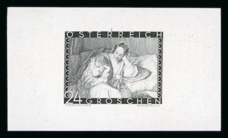 Stamp of Austria » 1st. Republic Austria Österreich 1935 Muttertag Schwarzdruck Einzelprobe auf Hochglanzpapier