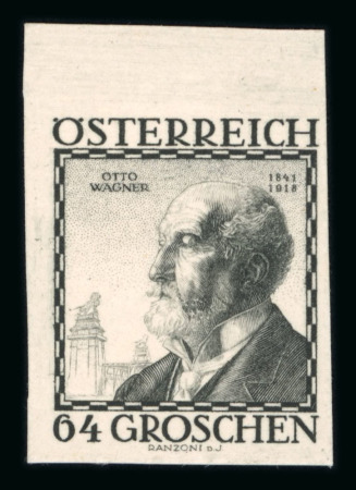 Stamp of Austria » 1st. Republic Austria Österreich 1934 Baumeister kpl. Schwarzdrucksatz UNGEZÄHNT m. Bogenrand