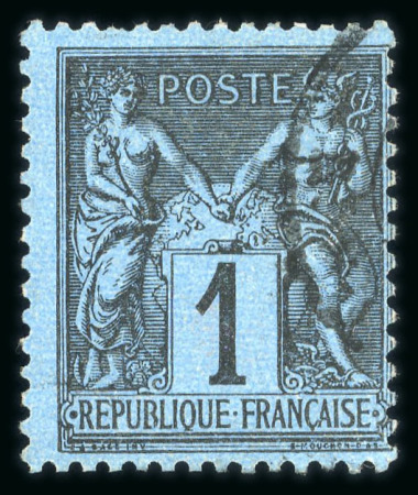 Stamp of France » Type Sage 1876-1900 1876, Sage Y&T n°84, 1c noir sur bleu de prusse, centrage