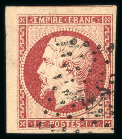 Stamp of France » Empire 1853-1862 1853, Napoléon non dentelé Y&T n°18, 1f carmin clair