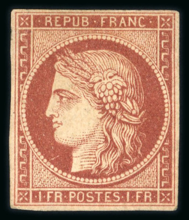 Stamp of France » Type Cérès de 1849-1850 1849, Cérès Y&T n°6A, 1fr rouge-brun neuf * avec charnière