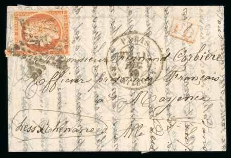 Stamp of France » Ballons Montés 1870, Lettre par Ballon Monté "Le Newton" à destination d'un prisonnier de guerre à Mayence (Allemagne)