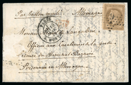Stamp of France » Ballons Montés 1871, Lettre par Ballon Monté "Le Général Faidherbe" probable à destination d'un officier de l'armée du Général Bazaine en Allemagne,