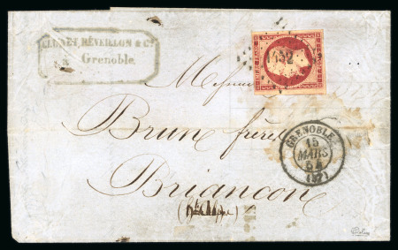 Stamp of France » Lettres Classiques 1853, Napoléon non dentelé Y&T n°18 1fr carmin sur