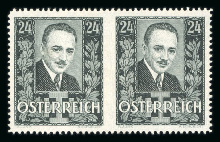 Stamp of Austria » 1st. Republic Austria Österreich 1934 Dollfuss 24g grün in waagr. Paar m. UNGEZÄHNTER Mitte **