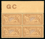 Stamp of France » Émissions à partir de 1900 1900, Merson Y&T n°120, 50c brun bloc de quatre exemplaires
