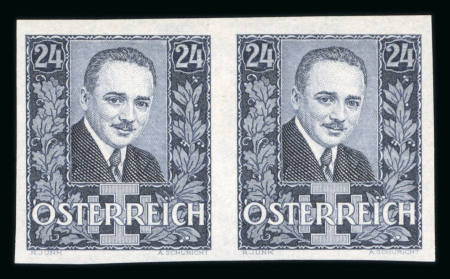 Stamp of Austria » 1st. Republic Austria Österreich 1934 Dollfuss 24g blau in waagr. UNGEZÄHNTEN Paar
