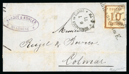 Stamp of France » Guerre de 1870-1871 1871, Alsace Lorraine Y&T n°5 sur lettre à destination