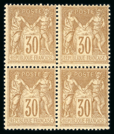 Stamp of France » Type Sage 1876-1900 1876, Sage Y&T n°80 30c brun-jaune en bloc de quatre