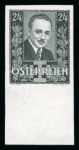 Stamp of Austria » 1st. Republic Austria Österreich 1934 Dollfuss 24g blau UNGEZÄHNT vom unteren Bogenrand