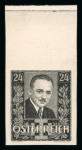 Stamp of Austria » 1st. Republic Austria Österreich 1934 Dollfuss 24g ungezähnter Schwarzdruck
