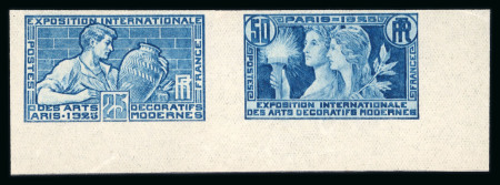 Stamp of France » Émissions à partir de 1900 1925, essai en bleu sur petit feuillet gommé réunissant