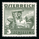 Stamp of Austria » 1st. Republic Ausstria Österreich 1934-36 Trachten 3S als Buchdruck-Farbprobe in dunkeloliv **
