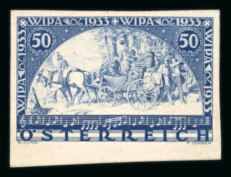 Stamp of Austria » 1st. Republic Austria Österreich 1933 WIPA Probedruck in schwärzlichblau auf Kartonpapier