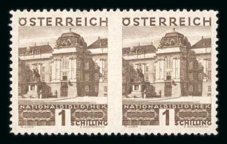 Stamp of Austria » 1st. Republic Austria Österreich 1929-30 Grosse Landschaft 1S waagr. Paar mit ungezähnter Mitte