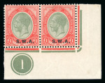 Stamp of South West Africa SWA 1927-30 £1 bottom right plate pair mh