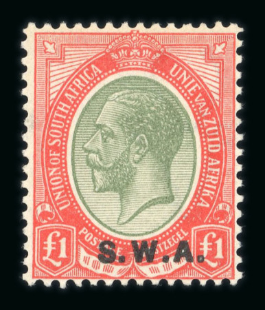 Stamp of South West Africa SWA 1927-30 £1 green and carmine mnh