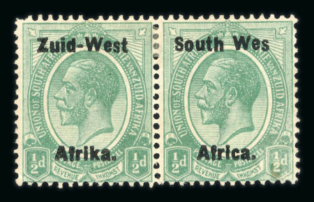 Stamp of South West Africa SWA 1923 Type I 1/2d. green pair variety Wes for West mh