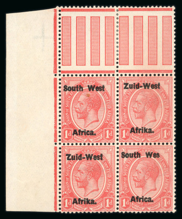 Stamp of South West Africa SWA 1923 Type I 1d corner block of 4, Wes variety mnh