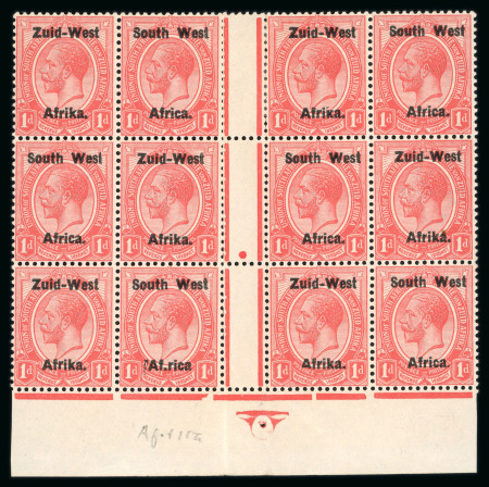 Stamp of South West Africa SWA 1923 Type I 1d  gutter block of 12, Af.rica variety mnh