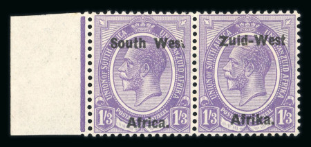 Stamp of South West Africa SWA 1923 Type I 1/3d. violet marginal pair with Wes variety mnh