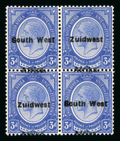 Stamp of South West Africa SWA 1924 Type VI ovpt 16mm 3d deep bright blue shifted ovpt mh/mnh