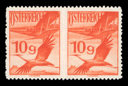 Stamp of Austria » 1st. Republic Austria Österreich 1926-30 Kranich 10g Paar mit UNGEZÄHNTER Mitte