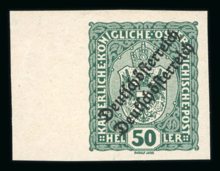 Stamp of Austria » Deutsch-Österreich Austria Österreich 1918-19 50H Wappen ungezähnt mit Doppelaufdruck