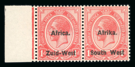 Stamp of South West Africa SWA 1923 Type I 1d. marginal pair, misaligned and  variety Africa above mnh