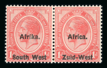 Stamp of South West Africa SWA 1923 Type I 1d. horizontal pair variety Africa above mh