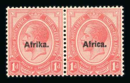 Stamp of South West Africa SWA 1923 Type I 1d. horizontal pair Afrika/ Africa only mh