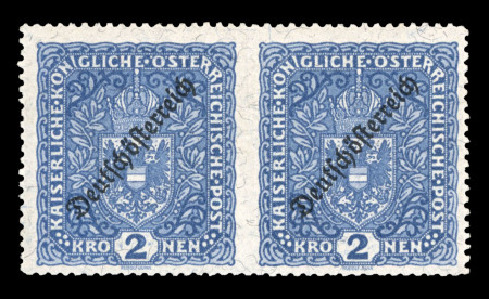 Stamp of Austria » Deutsch-Österreich Austria Österreich 1918-19 Wappen 2K postr. waagr. Paar Mitte ungezähnt