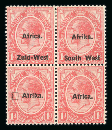 Stamp of South West Africa SWA 1923 Type I 1d. block 4 Afrika/ Africa only on bottom pair mh/mnh