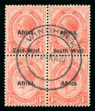 Stamp of South West Africa SWA 1923 Type I 1d. block 4 Afrika/ Africa only on bottom pair used fd