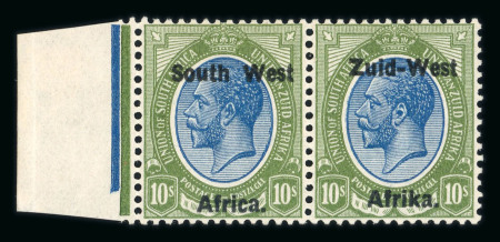 Stamp of South West Africa SWA 1923 Type I 10/- marginal pair clogged ear var mnh