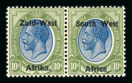 Stamp of South West Africa SWA 1923 Type I 10/- pair dropped stop var mh