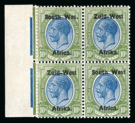 Stamp of South West Africa SWA 1923 Type I 10/- block 4 wes variety mh