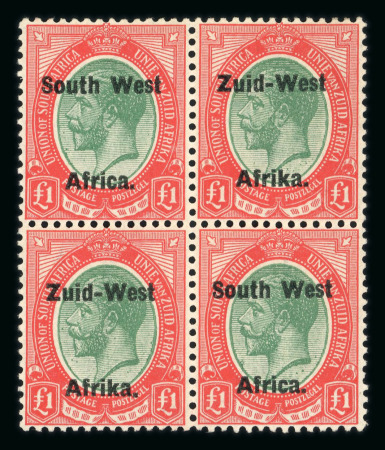 Stamp of South West Africa SWA 1923 Type 2 10m spacing £1 block of four mnh