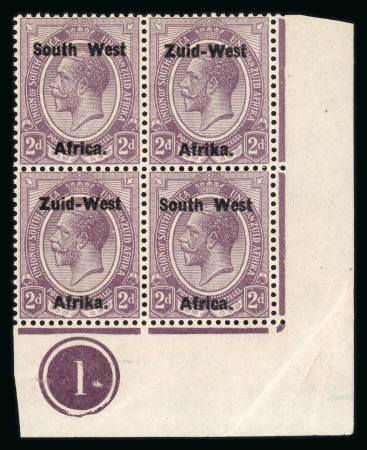 Stamp of South West Africa SWA 1923 Type I Lithographed 2d plate block of 4 mnh