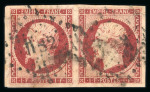 Stamp of France » Empire 1853-1862 1853, Napoléon non dentelé Y&T n°18, 1fr carmin foncé