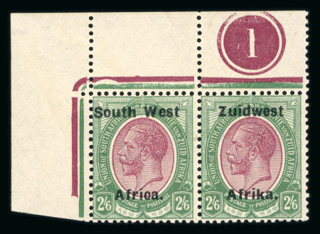 Stamp of South West Africa SWA 1924 Type IV 16mm South West 2/6d plate pair mnh