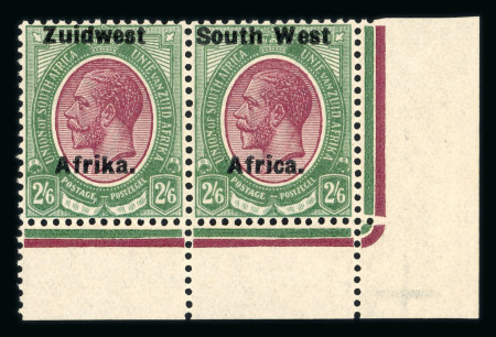 Stamp of South West Africa SWA 1924 Type IVa 16mm South West 2/6d corner marginal pair mnh