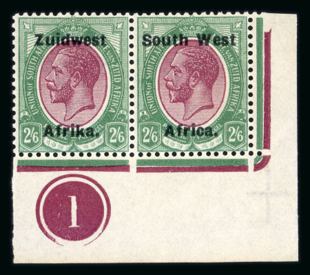 Stamp of South West Africa SWA 1924 Type IVa 16mm South West 2/6d plate pair mnh