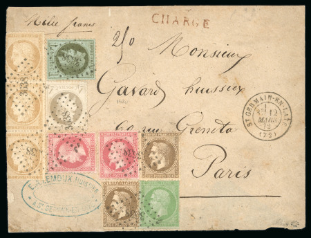Stamp of France » Lettres Classiques 1872, lettre chargée avec exceptionnel  affranchissement
