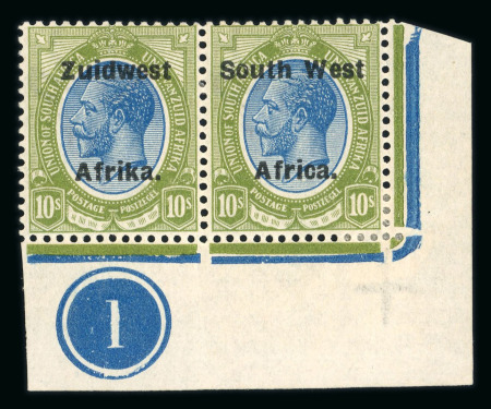 Stamp of South West Africa SWA 1924 Type VI ovpt 16mm 10/- pair mnh
