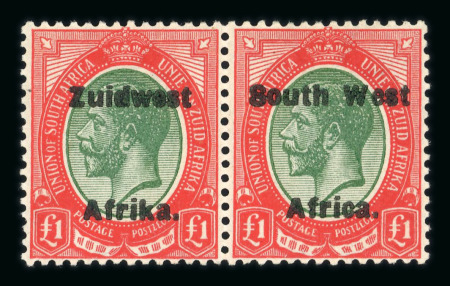 Stamp of South West Africa SWA 1924 Type VI ovpt 16mm £1 pair  mnh