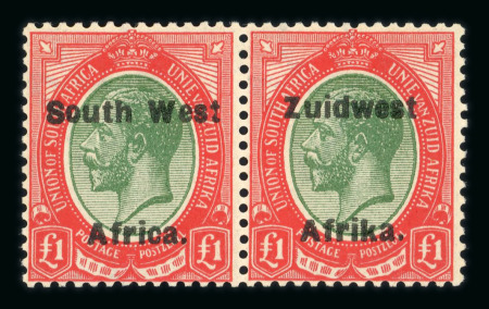 Stamp of South West Africa SWA 1924 Type VI ovpt 16mm £1 pair  mnh