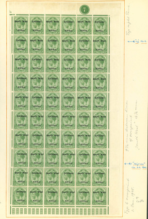 Stamp of South West Africa SWA 1924 Type VIa ovpt 16.5mm 1/2d pane of 60 with vars