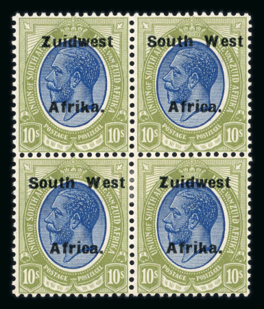 Stamp of South West Africa SWA 1924 Type VIa ovpt 16.5mm 10/- block of four mnh